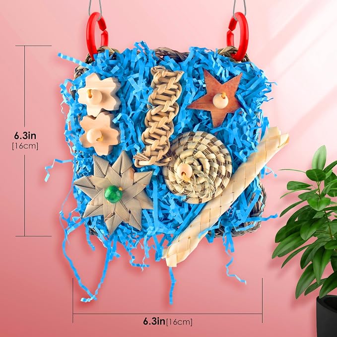 KATUMO Bird Toys, 2 Pack Bird Grass Mat Foraging Wall Toys Parrot Shredder Toys - Image 2