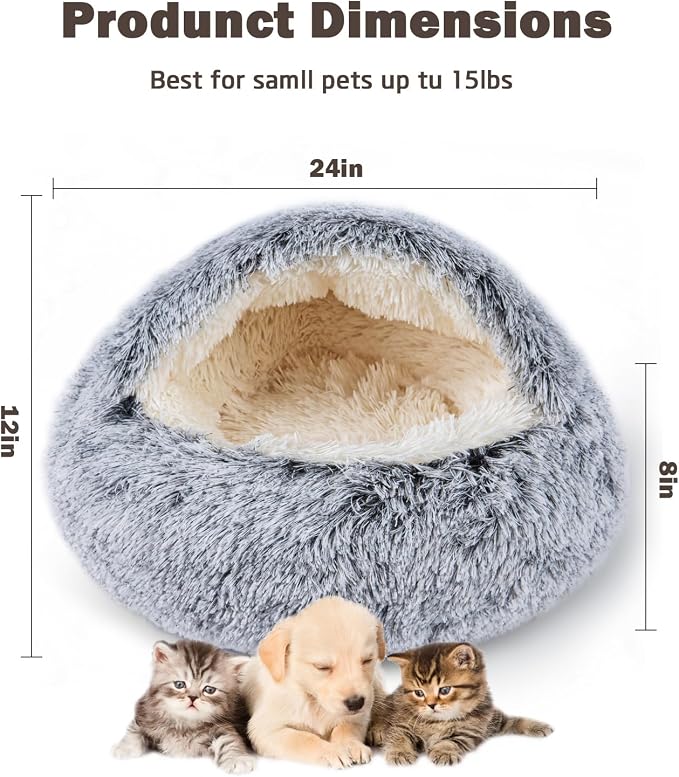 Cat Bed for Indoor Cats, Calming Cozy Cave - Image 2