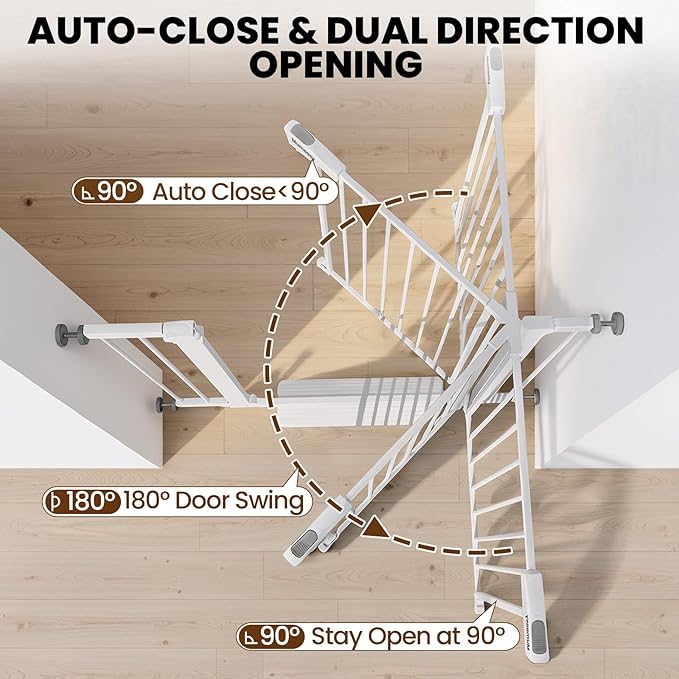 Baby Gate for Stairs, 29.7-40.6" Pressure Mounted Dog Gate, Auto Close Safety - Image 7