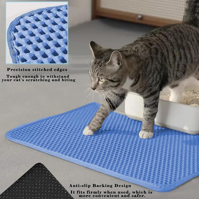 HCY&WLD Cat Litter Mat, Honeycomb Double Layer Cat Litter Trapping Mat - Image 4