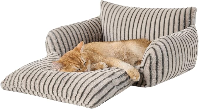 Hollypet Cat Bed Fluffy Plush Mutifuctional Double-Layer Soft Pet Couch - Image 2