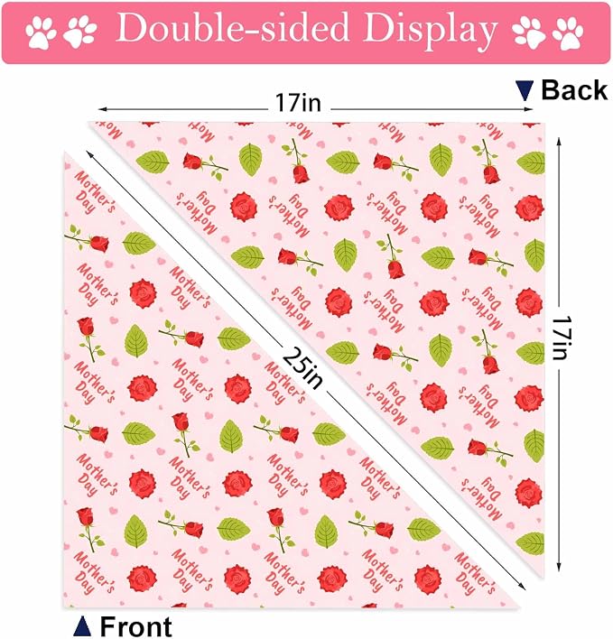 Mothers Day Dog Bandanas, 2 Pack Reversible Super Mom Pet Scarf - Image 3
