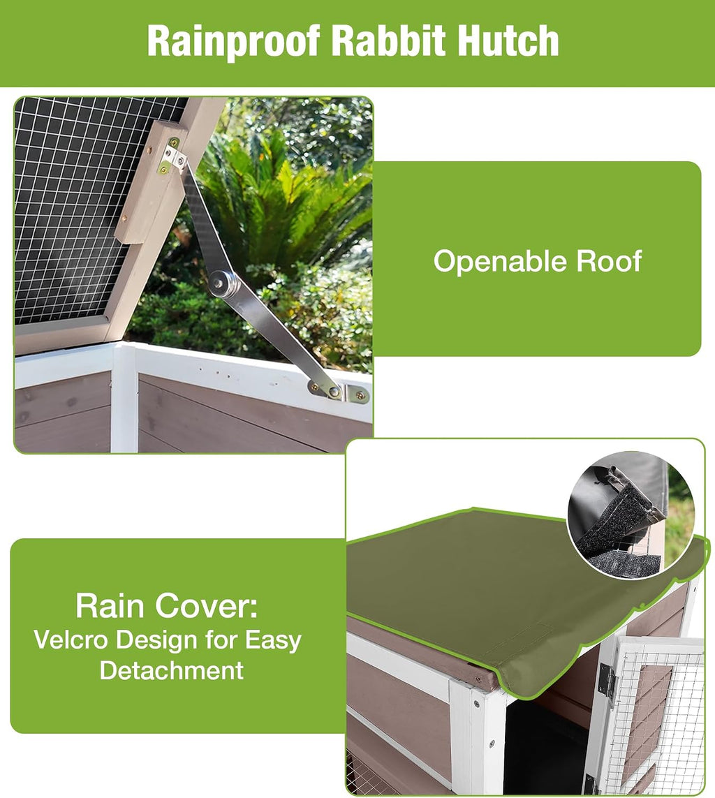 GUTINNEEN 2-Story Rabbit Cage with 4 Swivel Casters, Brown - GlobalHabitat Supply