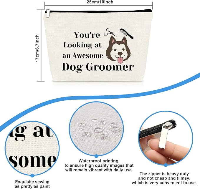 Dog Groomer Gift for Women Makeup Bag Pet Grooming Present Cosmetic Bag Dogs - Image 2