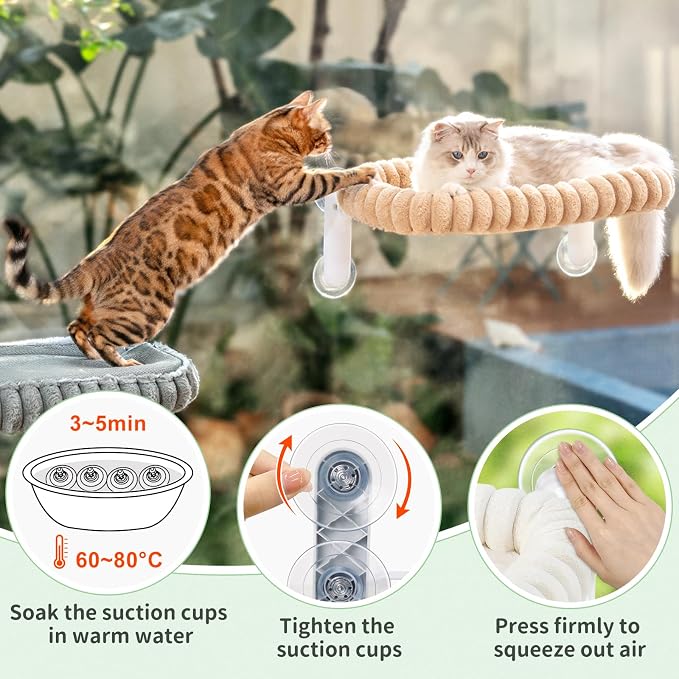 Sunhoo Cat Window Perch Bed Foldable Kitty Windowsill Hammock Shelf Seat Large - Image 6