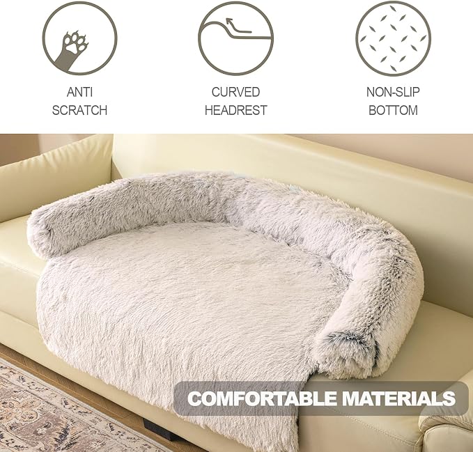 Calming Dogs/Cats Bed Mats, Dog Pad Washable Removable Couch Cover, Plush Long - Image 4