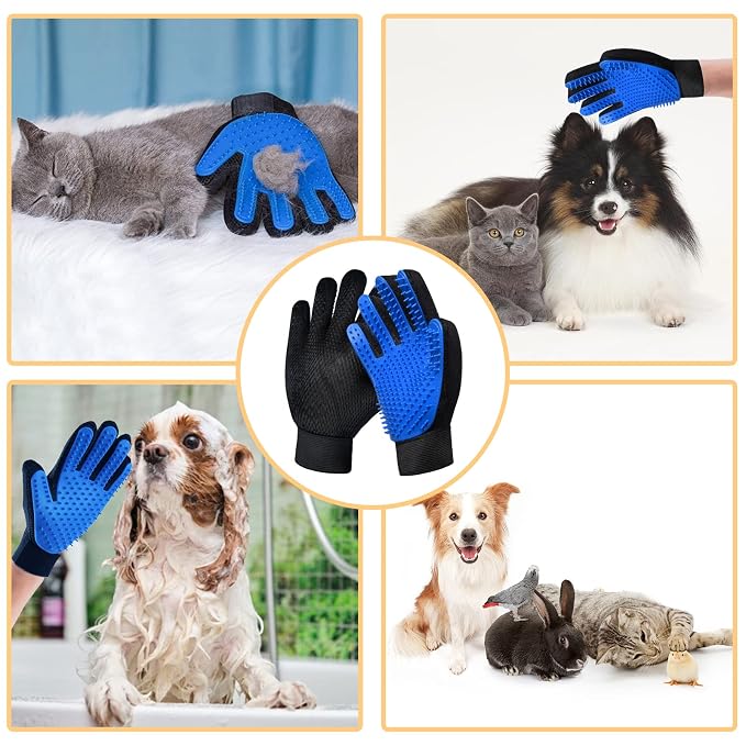 GJEASE Cat Grooming Glove Brush, Pet Hair Remover Tool, Reusable Dog Hair Fur - Image 4