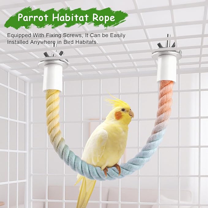 3 Pcs Gradient Bird Perching Rope Set, Bendable Bird Perching Rope - Image 3