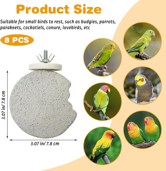 PINVNBY 8 PCS Bird Perch Parrot Beak Grinding Stone Calcium Mineral Parrot - Image 2