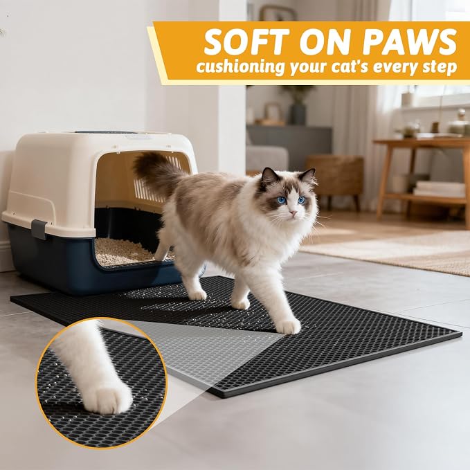 Pieviev Cat Litter Mat Double Layer Waterproof Urine Proof Trapping Mat 1 Pack) - Image 4