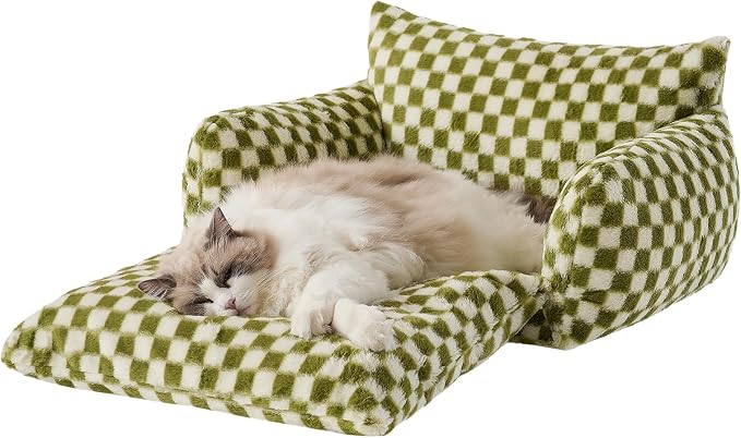 Hollypet Cat Bed Fluffy Plush Mutifuctional Double-Layer Soft Pet Couch - Image 2