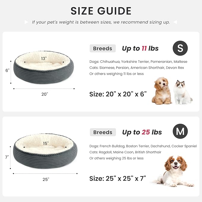 Love's cabin Round Donut Cat and Dog Cushion Bed, 25in Pet Bed - Image 4