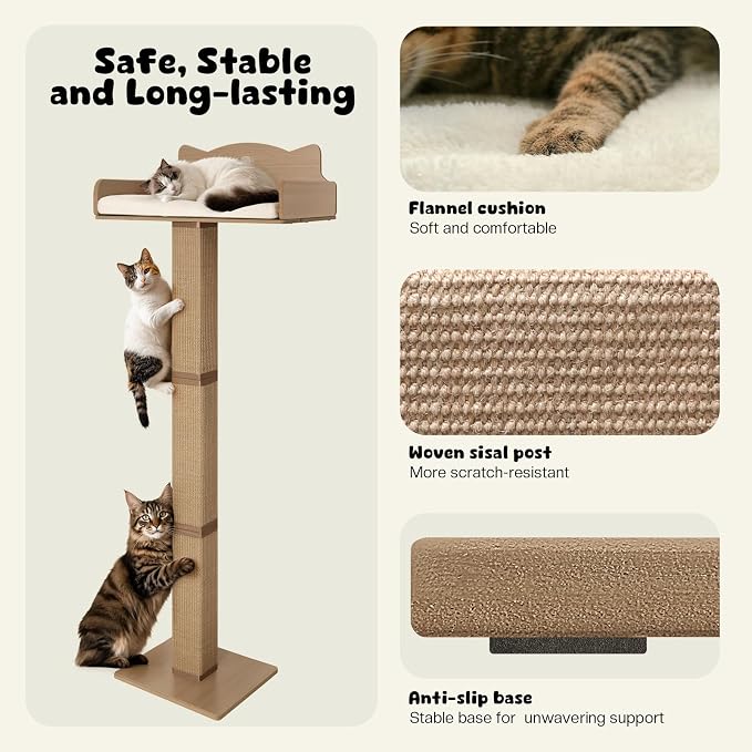 Cat Window Perch with Thick Sisal Scratching Post, Cats Hammock - Image 4