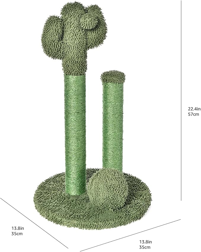 Amazon Basics Sisal Cat Scratching Post, Indoor Cactus Triple Posts - Image 5