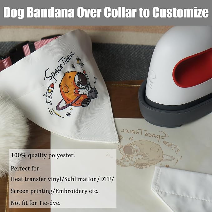 8 Packs Sublimation Blank Dog Bandana Over Collar, Pet Collar Sip-On Bandana - Image 4