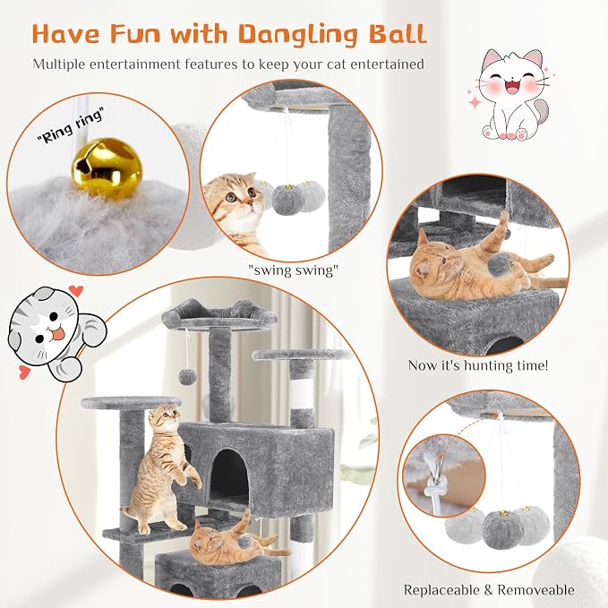 Sweetcrispy 54 Inch Cat Tree Tower, Indoor Cat Condo - Image 2