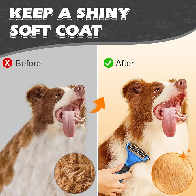 3PCS Pet Grooming Rake & Metal Comb & Flea Comb - Image 6