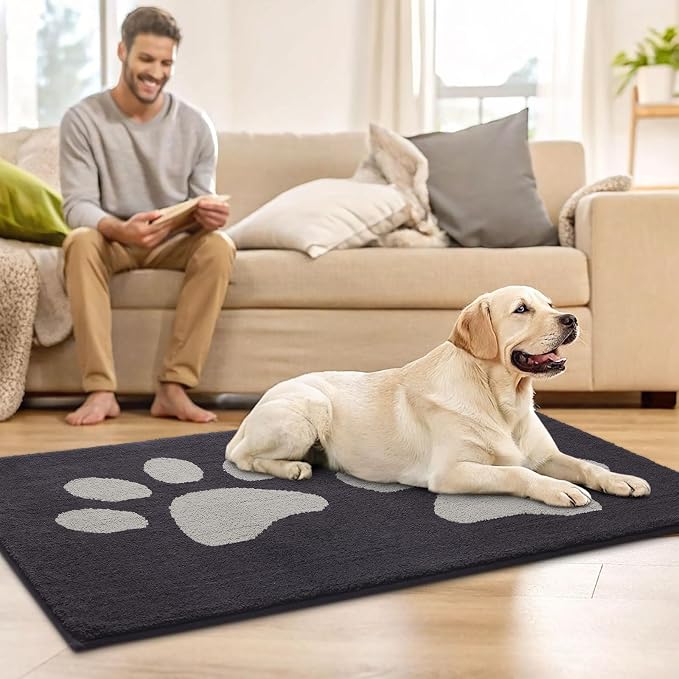 Buganda Dog Door Mat for Muddy Paws, Absorbent Dirt Trapper Washable Indoor - Image 8