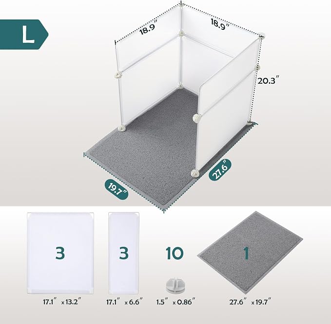 MEEXPAWS Cat Litter Box Enclosure Splash Guard Large L19×W19×H20 inch, Light - Image 3