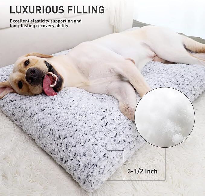 KSIIA Washable Dog Bed Deluxe Plush Dog Crate Beds Comfy Kennel Pad Anti-Slip - Image 3