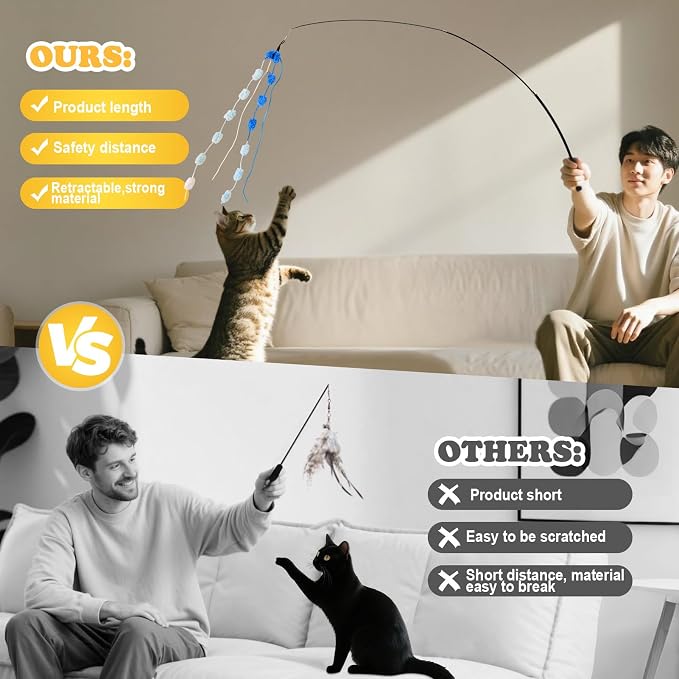 Cat Wand Toy, Long Interactive Wand Toys - Image 4