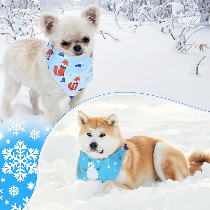Abbylike 50 Pcs Winter Dog Bandanas Bulk Blue Snowflake Dog Bandanas - Image 4