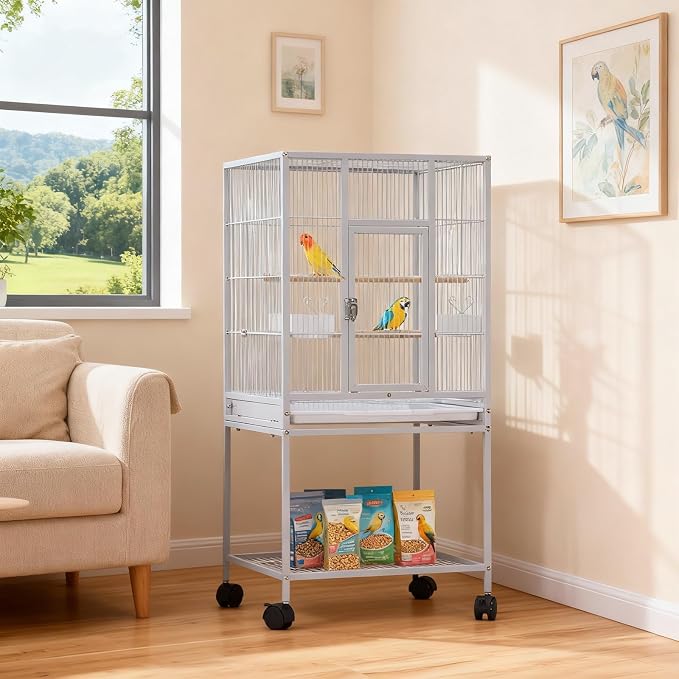 52-inch wrought iron birdcage with rolling stand