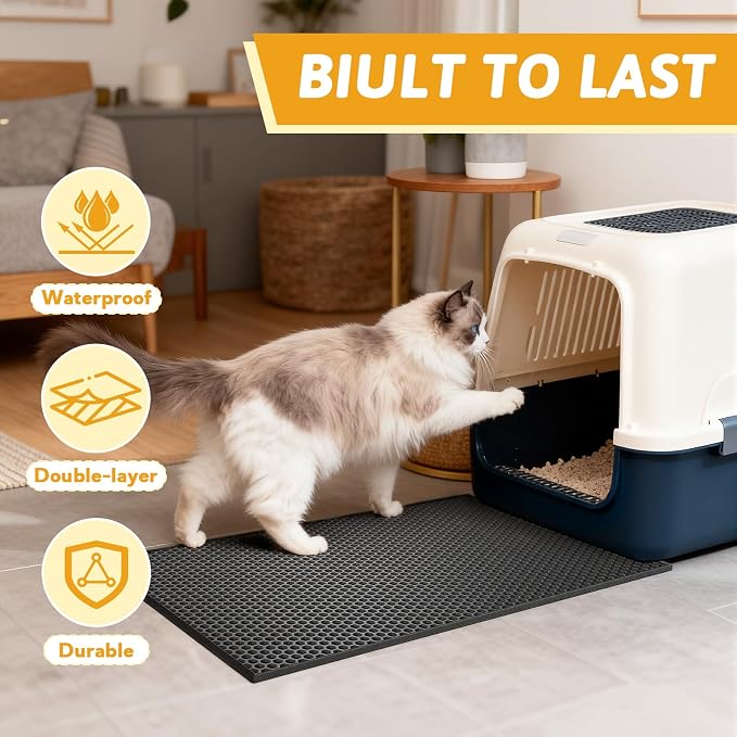 Pieviev 2 Packs Cat Litter Mat Double Layer Waterproof Urine Proof Trapping Mat - Image 6