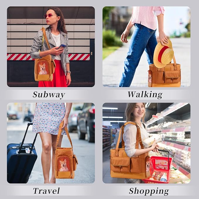 Cat Carrier, Dog Carrier, Pet Carrier, Foldable Waterproof Premium PU Leather - Image 2