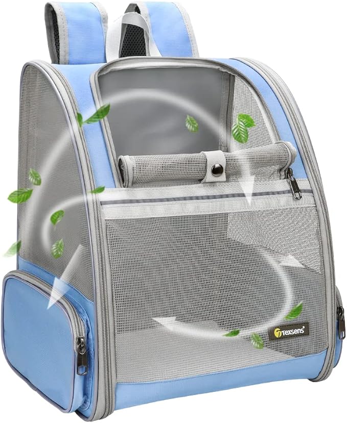 Texsens Pet Backpack Carrier for Small Cats Dogs | Ventilated Design, Safety by TEXSENS
