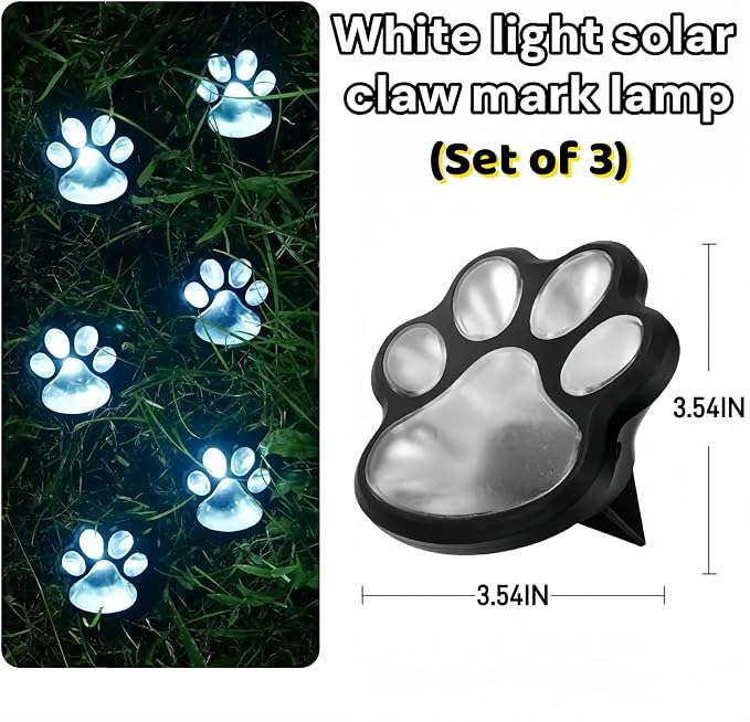 3pcs-Solar Paw Print Lights, Wireless of Cat Dog Animal Solar Lights Outdoor - Image 6
