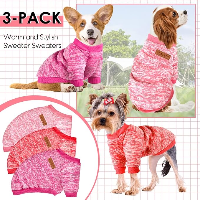 3 Pack Dog Sweaters for Small Dogs Girl Boy Winter Fleece Clothes Warm Soft Dog - Image 5