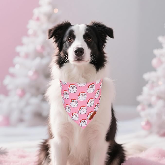 ADOGGYGO Pink Christmas Dog Bandanas 2 Pack, Reversible Santa Snowman Xmas - Image 2