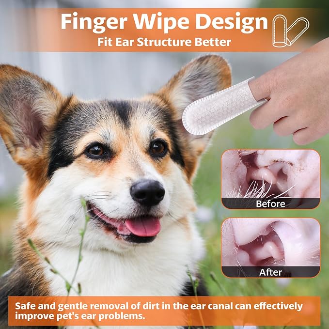 OBSEDE Dog & Cat Ear Wipes, Finger Sleeve Design - Image 3