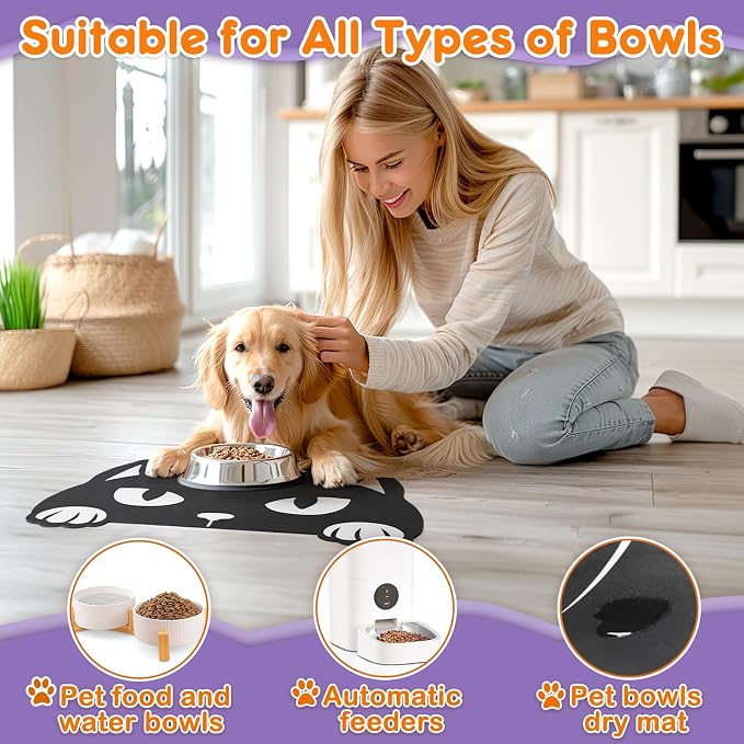 Pet Mats for Food and Water Dog Cat Food Mats Pet Feeding Mat Anti-Slip No - Image 6