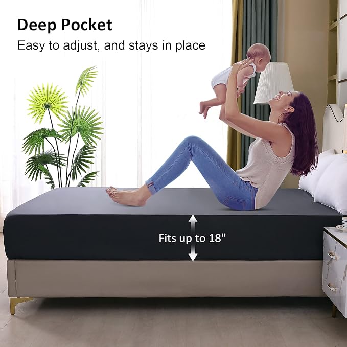 Waterproof Mattress Protector King, Fitted Sheet Style Breathable Mattress Cover - Image 4