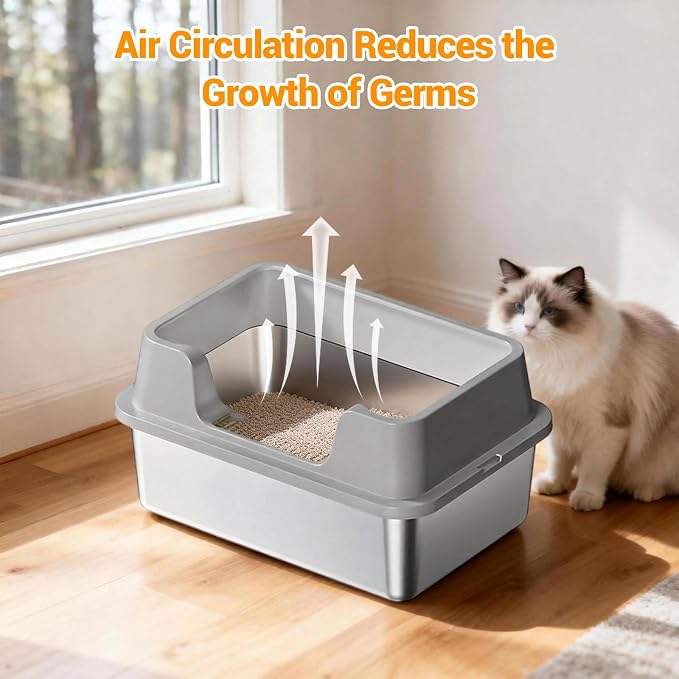 Stainless Steel Litter Box, XL Enclosed Cat Litter Boxes - Image 6