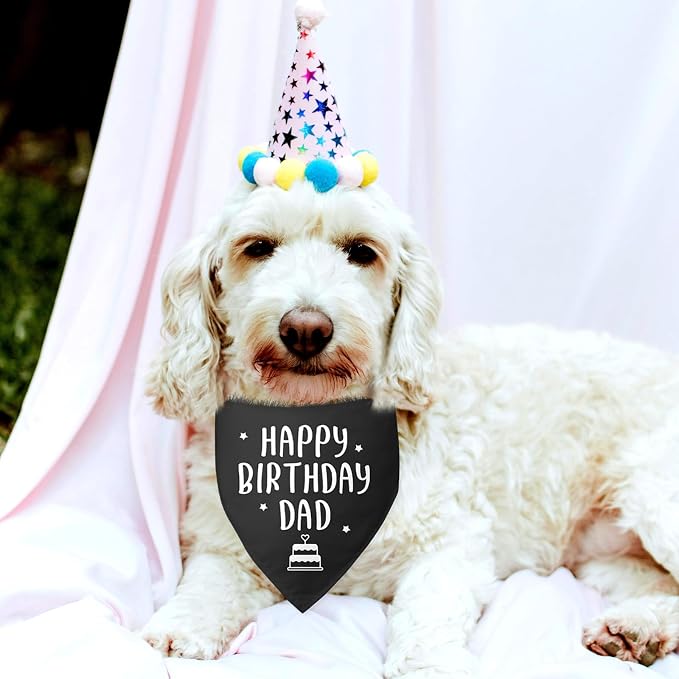 Happy Birthday Dad Dog Bandana for Dogs Black Bandana Funny Birthday Photo Prop - Image 4