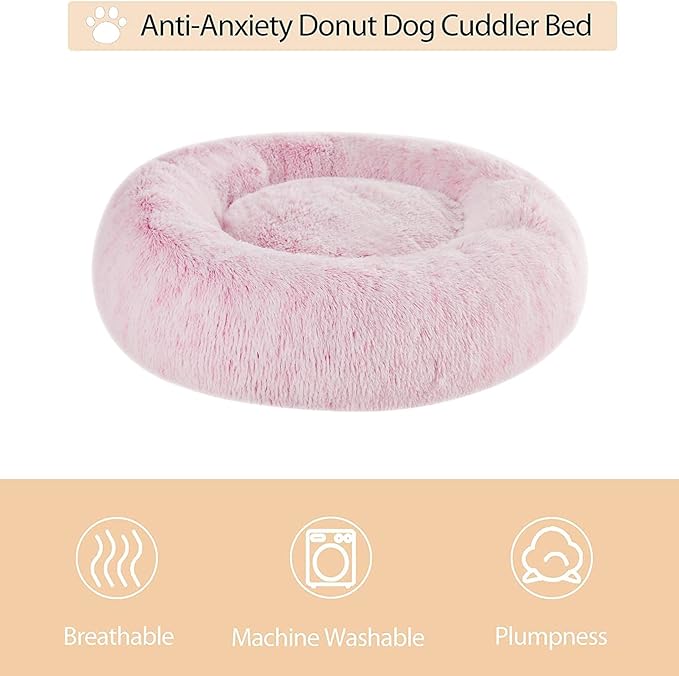 WNPETHOME Calming Dog Bed & Cat Bed Donut, Faux Fur Self-Warming Donut Cuddler - Image 3