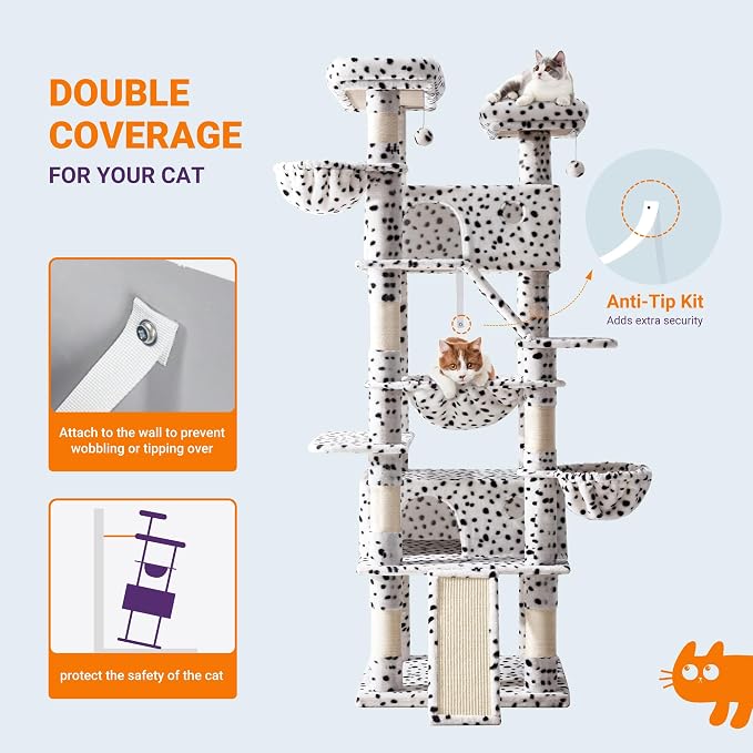 Allewie 81 Inches Tall Cat Tree/Multi-Level Large Climbing Tree House and Towers - Image 7