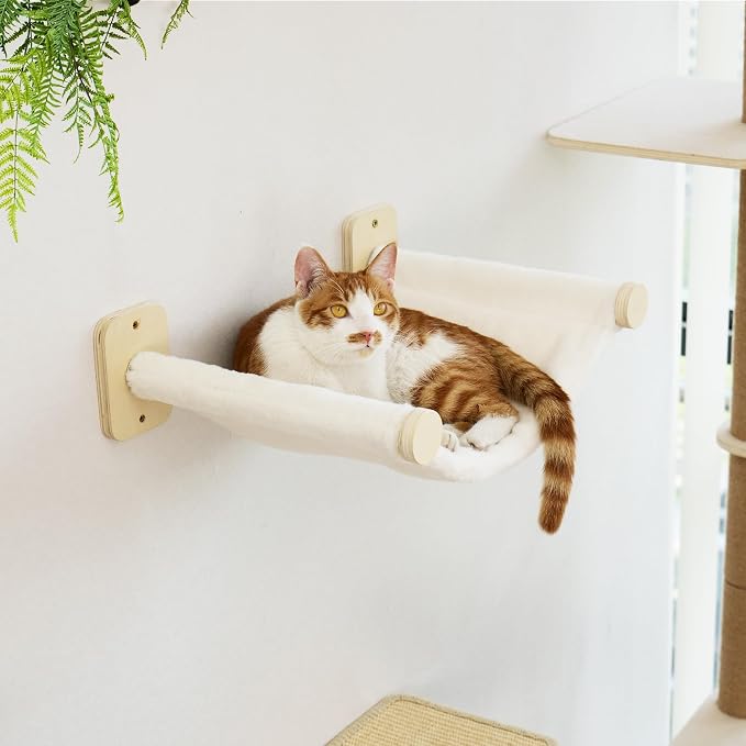 FUKUMARU Cat Wall Hammock with Two Steps Set, Modern Cat Climbing Shelves - Image 7