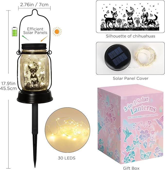 Chihuahua Gifts for Women/Men Chihuahua Solar Lanterns Dog Mom Birthday Dog - Image 7