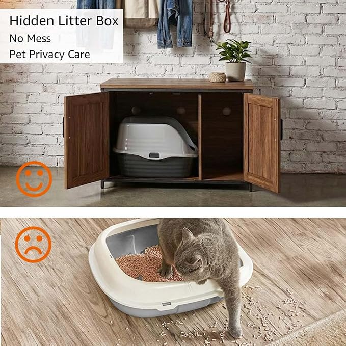 unipaws Top Opening Cat Litter Box Enclosure, Friendly to Elderly People - Image 2