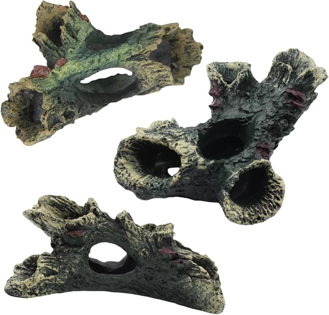 DoubleWood 3 PCS Decaying Trunk Betta Fish Ornament Driftwood Resin Crafts by DoubleWood