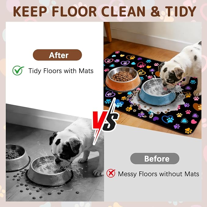Dog Food Mat for Bowls, Absorbent Quick Dry Dog Cat Mats for Food and Water - Image 3