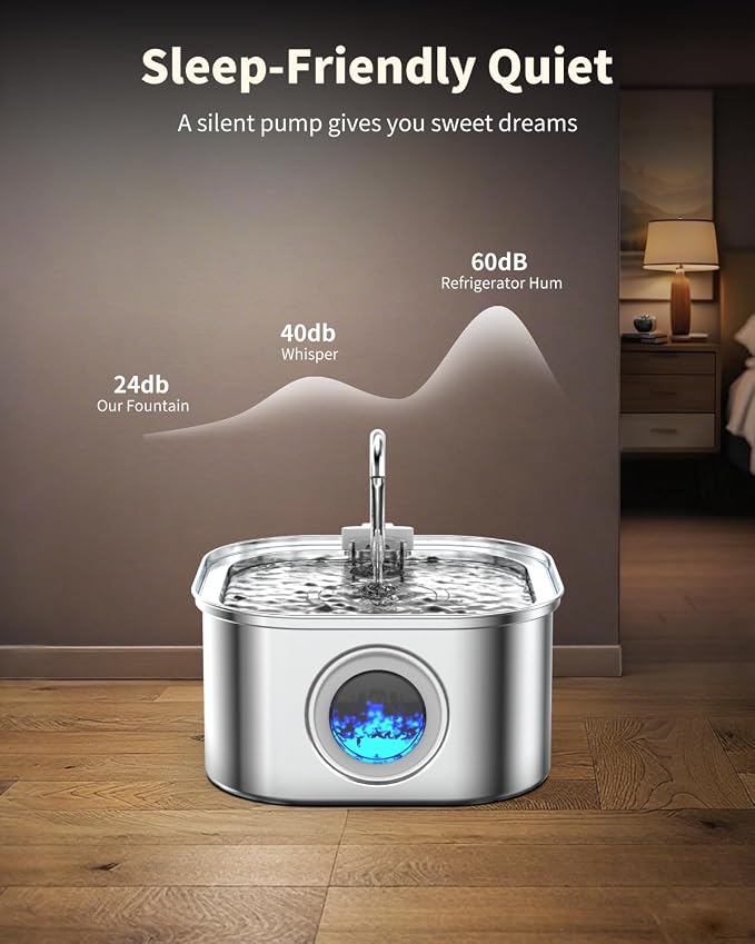 Cat Water Fountain Stainless Steel, 108oz/3.2L Automatic Pet Water Dispenser - Image 2
