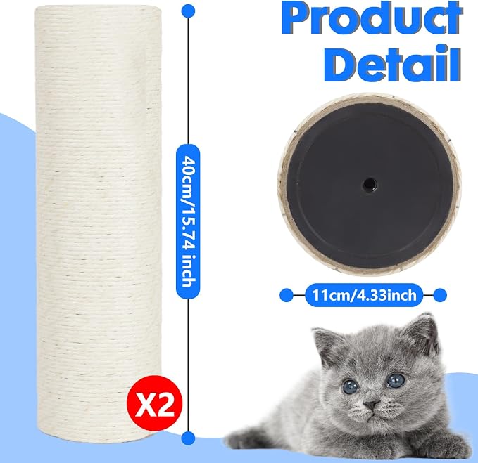 PowerKing Thick Natural Sisal Replacement Scratching Post, 15.7" Length - Image 2