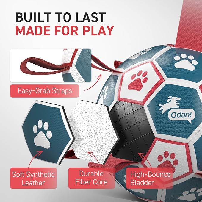 QDAN Dog Toys Soccer Ball with Straps, Durable Giant Dog Balls, Outdoor Dogs - Image 7