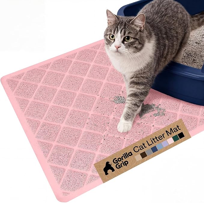 GORILLA GRIP Cat Litter Box Mat, Water Resistant, US Designed Kitty Litter by GorillaGrip