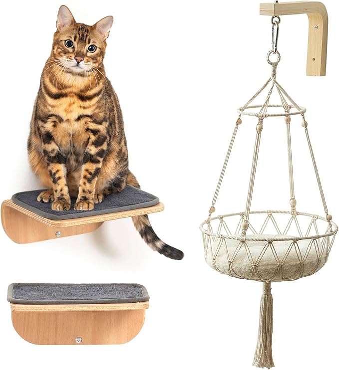 Cat Wall Shelves for Cat Wall Steps, Wooden Floating Modern Mounted Space by SOJILET